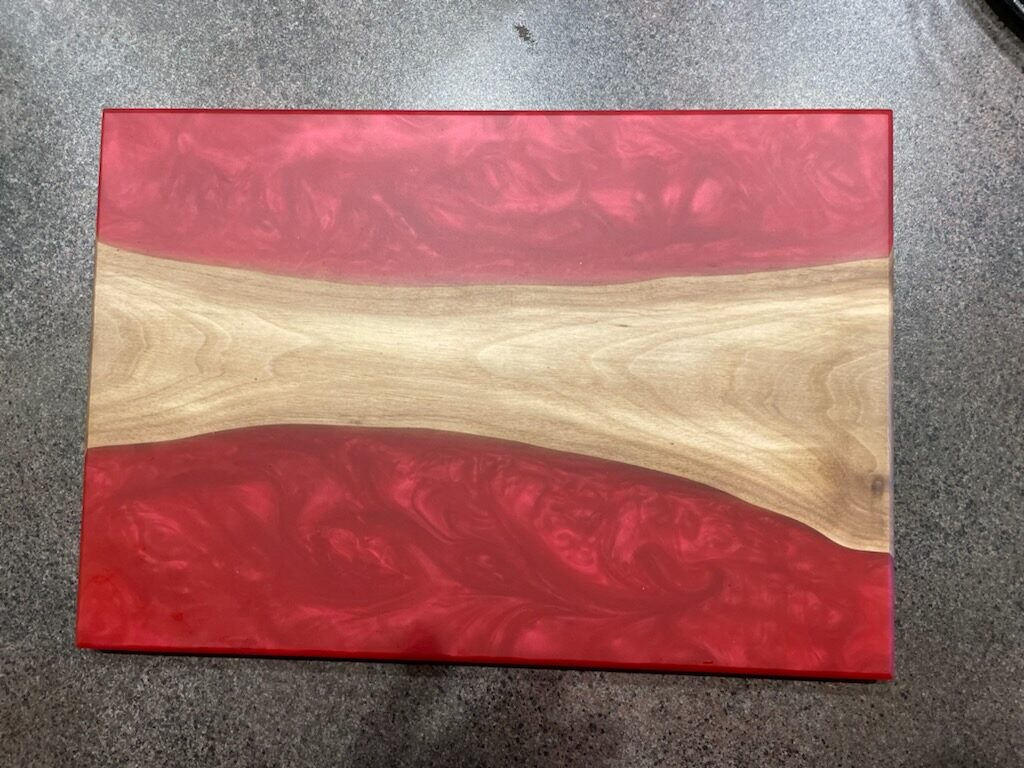 Red Epoxy with Walnut Wood Center Epoxy Concepts